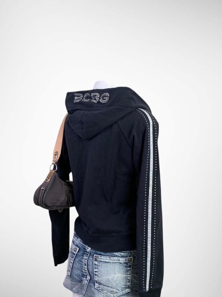 Y2k Bcbg Black Zip Up Hoodie | Mcbling Studded